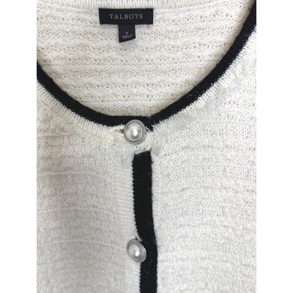 Talbots Tweed Lady Jacket White/Black Button Front Small - Picture 6 of 11